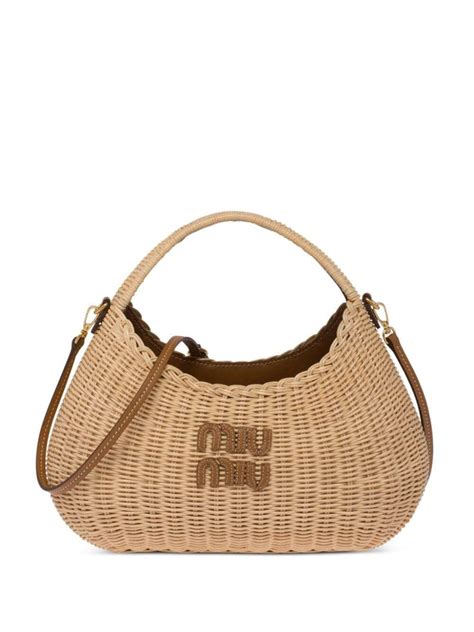 Miu Miu Wander Wicker Tote Bag .